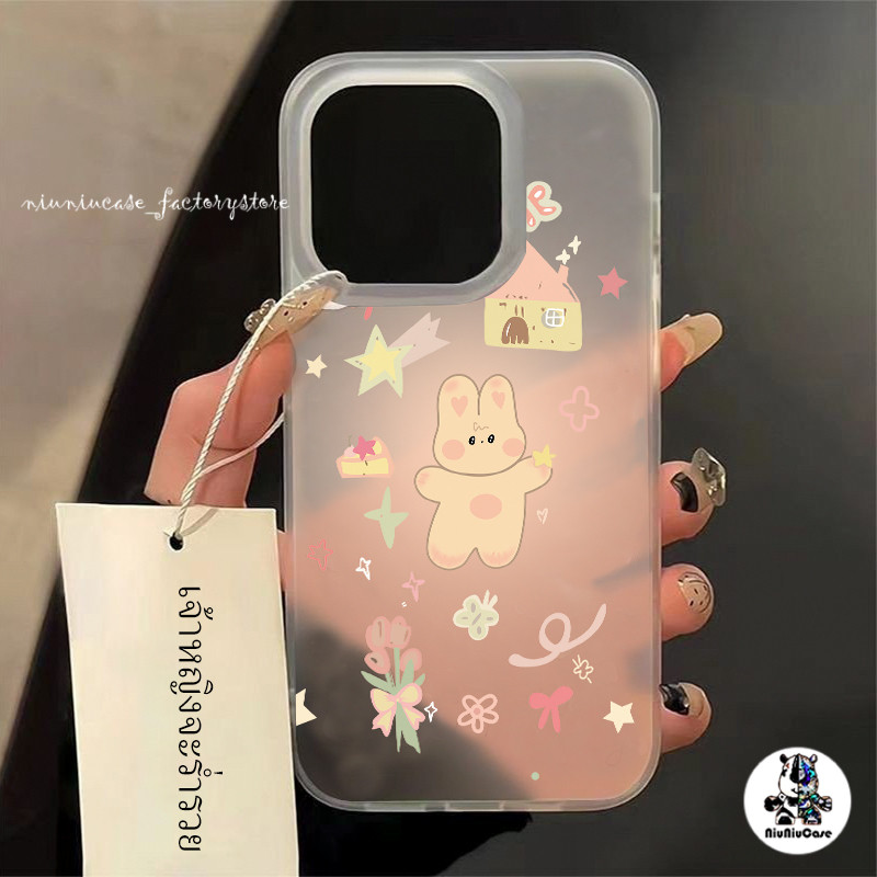 ส่งจากไทย เคสไอโฟน11 เคสโทรศัพท์ โปร่งแสง Rabbit Matte Case For iPhone 11 12 13 14 15 Pro Max X XS 7P 8P 14Plus XR เคส