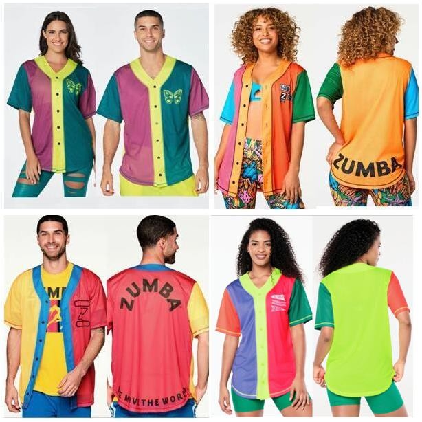 [Zumba Short Sleeve] ZW Zumba Zumba Fitness Wear Sports Casual Wear Color Matching Baseball Uniform 