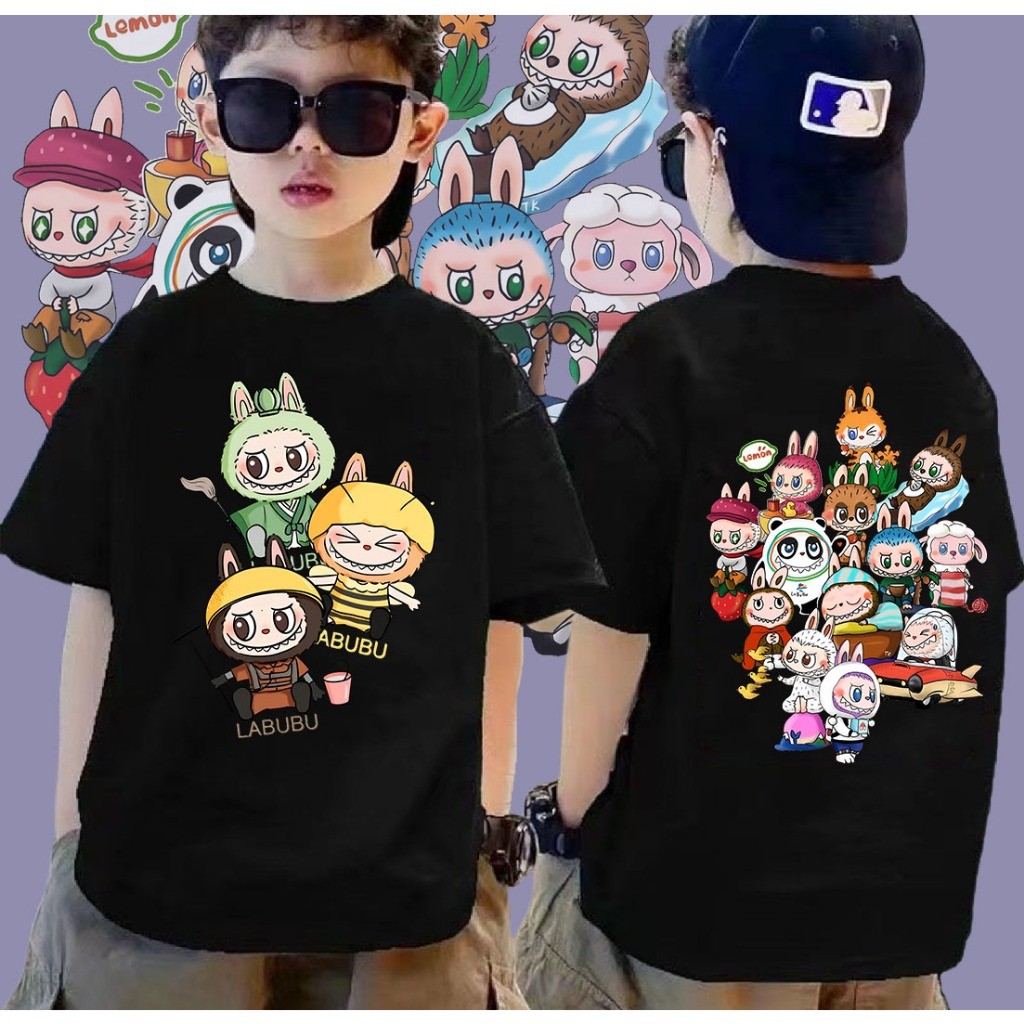 (จัดส่งตลอด 24 ชั่วโมง) Kids T shopใหม่ เสื้อยืดเด็ก ลาบูบู้ Labubu แฟชั่นสําหรับผู้ชาย และผู้หญิง