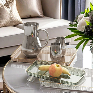 ถาดน้ำสี่เหลี่ยมสวยงาม จานอาหารค่ำเค้กผลไม้