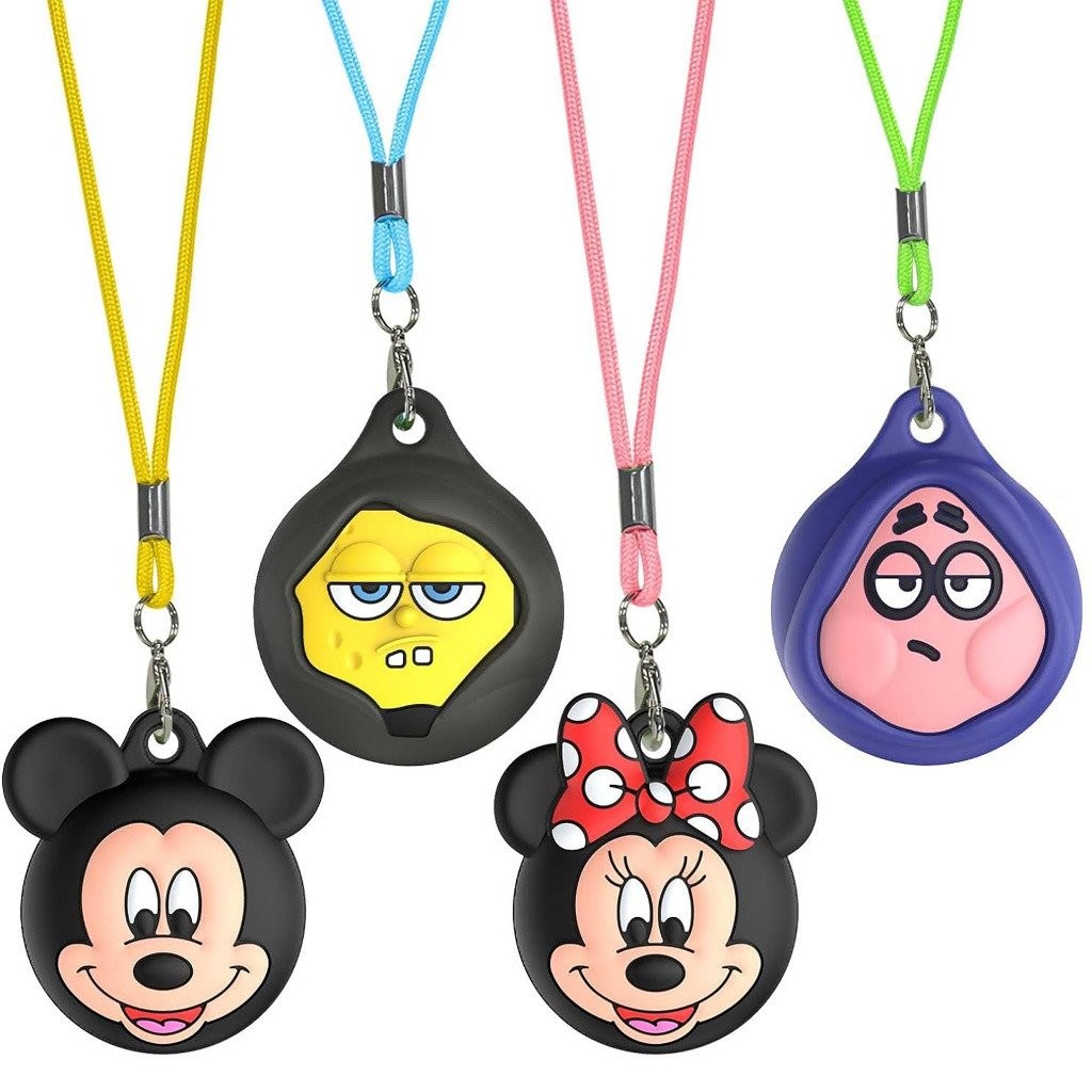 สร้อยคอเด็ก airtag-airpack ผู้ถือฉลากการ์ตูนน่ารักพร้อมอุปกรณ์เสริมสำหรับเด็กปกซิลิโคนอ่อนสำหรับ airtag ที่มีแหวน