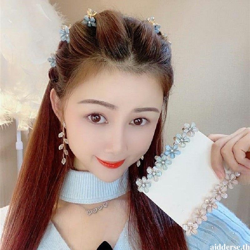 aidderse.thSmall Bangs Grab Clip Crystal Flower Side Hairpin Mini Temperament Hair Accessories-