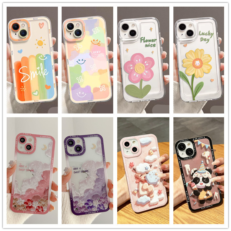 สําหรับtecnox TECNO POP 5 LTEPOVA 6 2 3 4 5 Pro INFINI SPARK 10 Pro 10C GO 2022 LTE POVA3 Clear Soft Flower Rainbow Case Cover