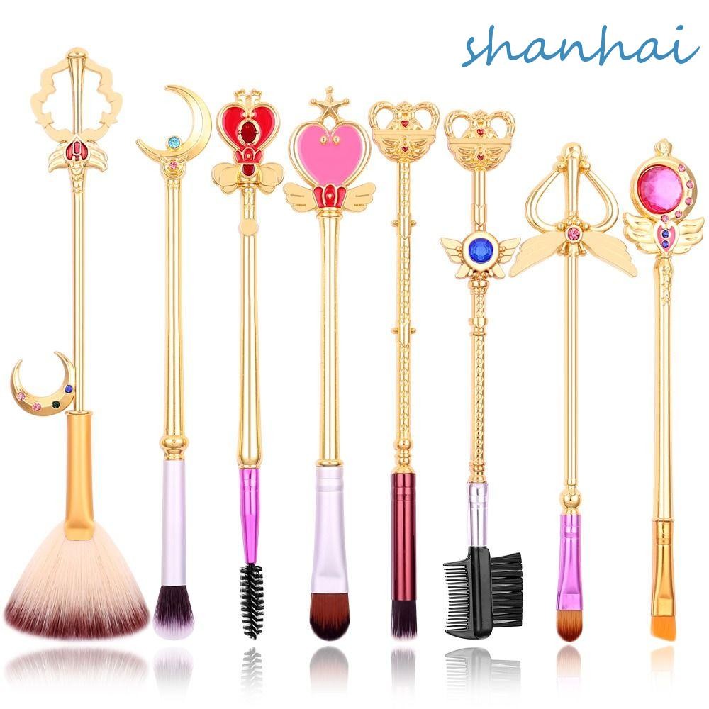 Shanhai ชุดแปรงแต่งหน้า อายไลเนอร์ บลัชออน ไฮไลท์ แป้งฝุ่น พร้อมกระเป๋าเก็บ สําหรับผู้หญิง