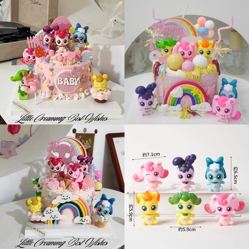 6ชิ้น/เซ็ตที่ยอดเยี่ยมและน่ารักเค้กตกแต่งเครื่องประดับการ์ตูนน่ารักเค้กวันเกิดเบเกอรี่ตกแต่ง ปลั๊ก