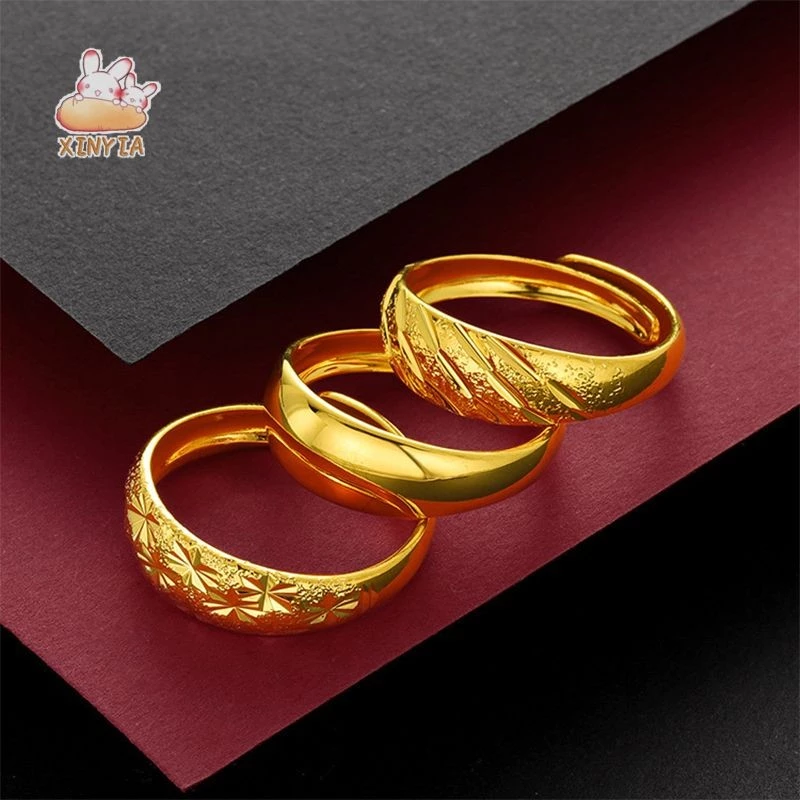 คลาสสิกทองเหลืองเครื่องประดับแหวนผู้ชายผู้หญิง 24K Gold Plated สี Retention เปิดแหวนXINYIA.TH