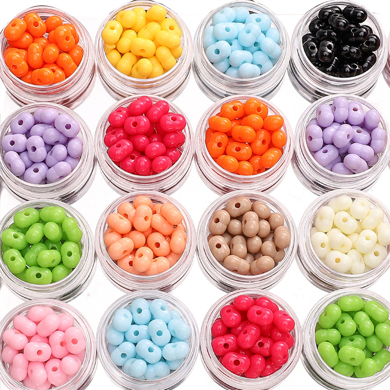 [8x5มม.] สีทึบลูกปัดถั่วลิสงอะคริลิคถั่วถั่ว ทําเอง สร้อยข้อมือสร้อยคอแฮนด์เมดอ่อนนุชอุปกรณ์เสริม50ชิ้น/แพ็ค