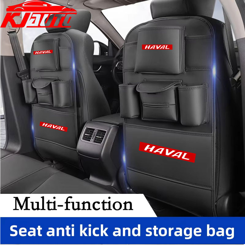 Haval รถที่นั่งกลับกระเป๋ารถ Anti Kick Mats ความจุขนาดใหญ่รถที่นั่ง Organizer กล่องกระดาษทิชชูอัตโนมัติสําหรับ Haval H6 H2 H6S H6 Phve Jolion กีฬา 2023 2024 2025 อุปกรณ์เสริม