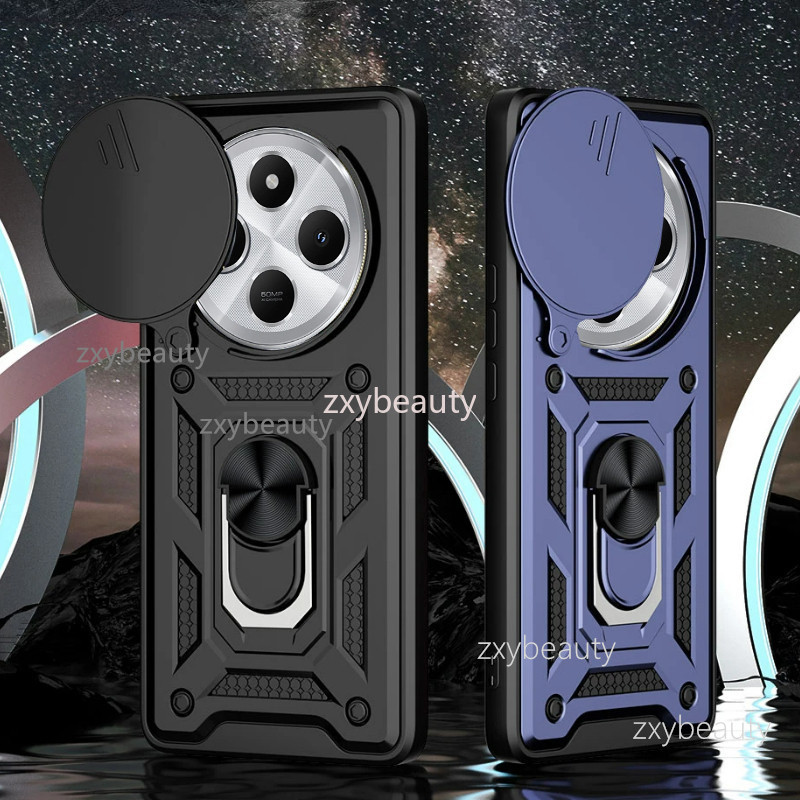 Redmi 14C 2024 Xiaomi POCO C75 4G 5G เคสโทรศัพท์พร้อมแหวนแม่เหล็กผู้ถือปลอกสําหรับ Redmi14C POCOC75 Push ดึงกล้องฝาครอบป้องกัน