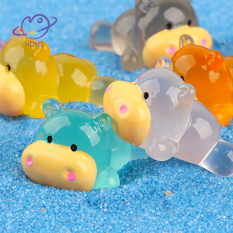 [mayhome] การ์ตูน Mini Luminous Small Hippopotamus Miniature Figurines ภูมิทัศน์ตกแต่ง DIY อุปกรณ์ตกแต่งบ้านของขวัญ {TH}