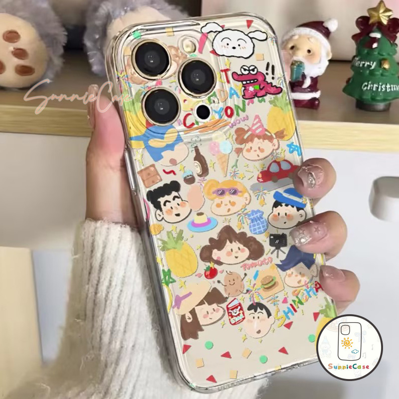 ตลกดีนะ เคส ชินจัง IPhone 14 11 13 15 12 Pro Max XR X XS Max 7 8 Plus SE 2020 น่ารัก การ์ตูน น่ารักจัง SpongeBob เคส