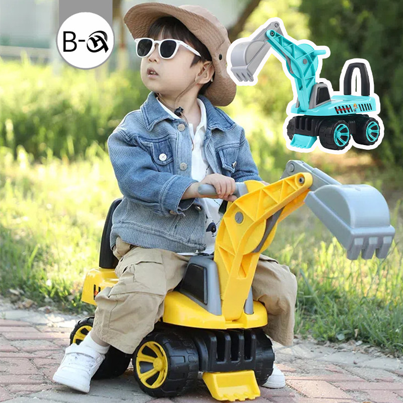 BHQ รถขาไถเด็ก รถขาไถแมคโคร มีไฟมีเสียงเพลง คุณสามารถนั่งบนมันได้