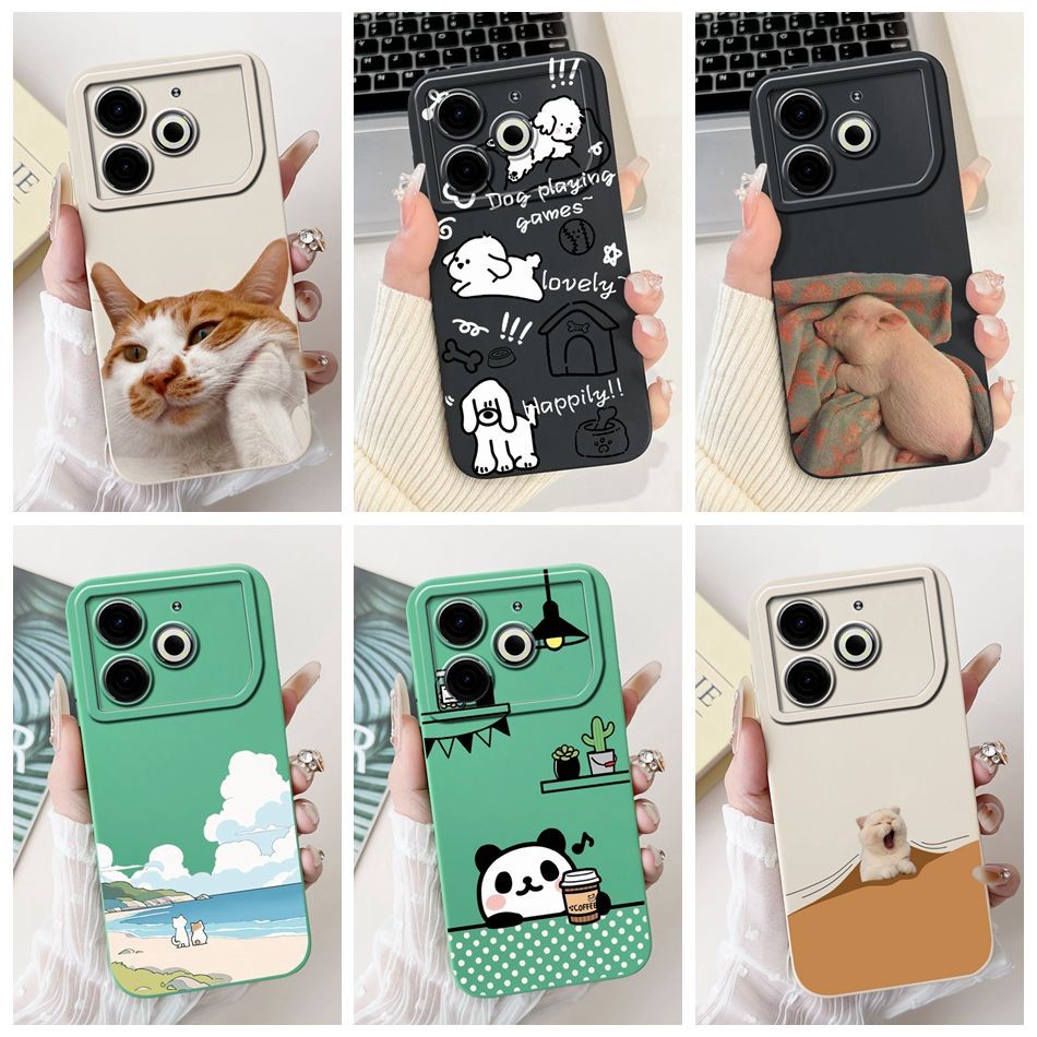 Tecno Pova 6 Neo 2024 น่ารักสไตล์ตลกเลนส์ป้องกันปลอกกันกระแทก Pova6 Neo เคสโทรศัพท์ซิลิคอนอ่อน
