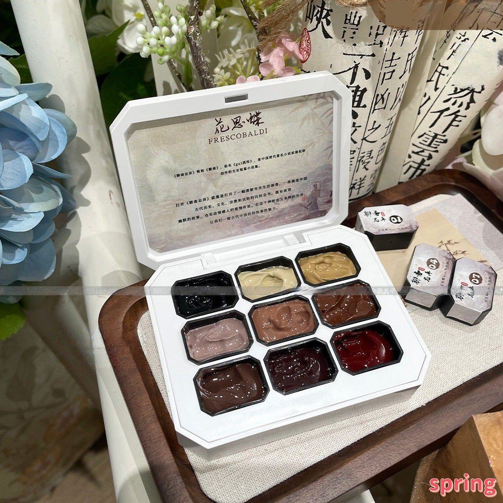 Xeijayi 9 Grids/1 Set เจลทาเล็บแบบตบแต่งเล็บ Liaozhai Series เจลทาเล็บแบบไล่เฉดสี ความเข้มสูง กาวทาเล็บแบบโฟโตเทอราพี สำหรับร้านทำเล็บ (SPRING)