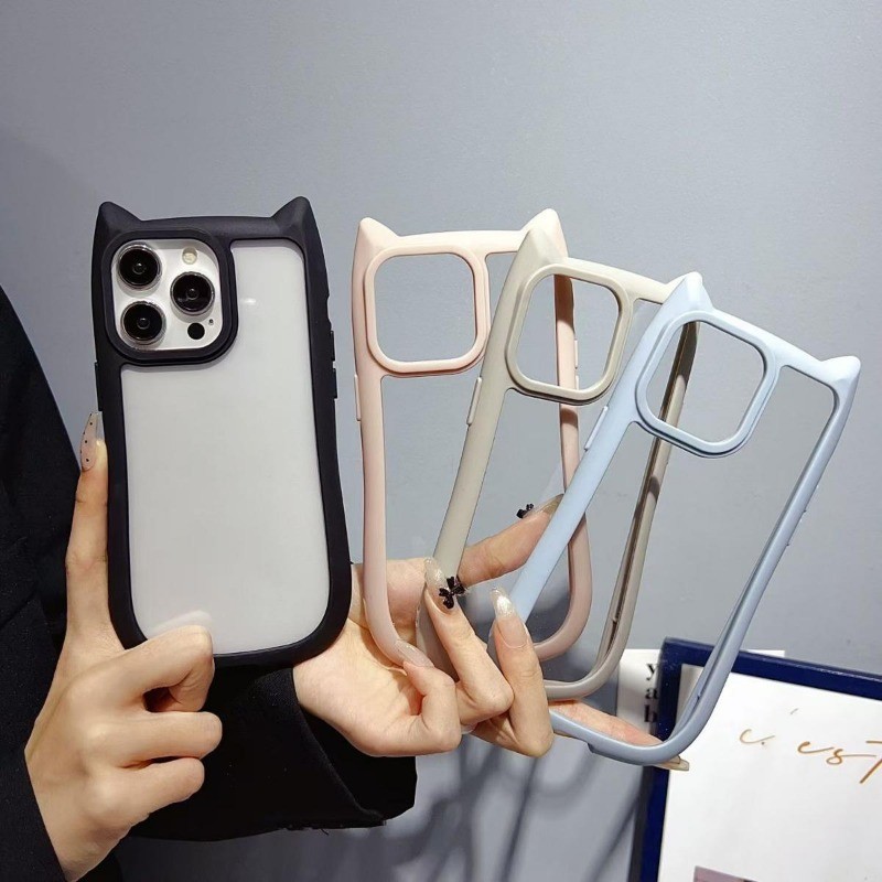 Ins 3D เคสโทรศัพท์แบบแมวหู For iPhone 11 12 13 14 15 16ProMax 17 XR X/XS XS MAX เคสโทรศัพท์กันกระแทก
