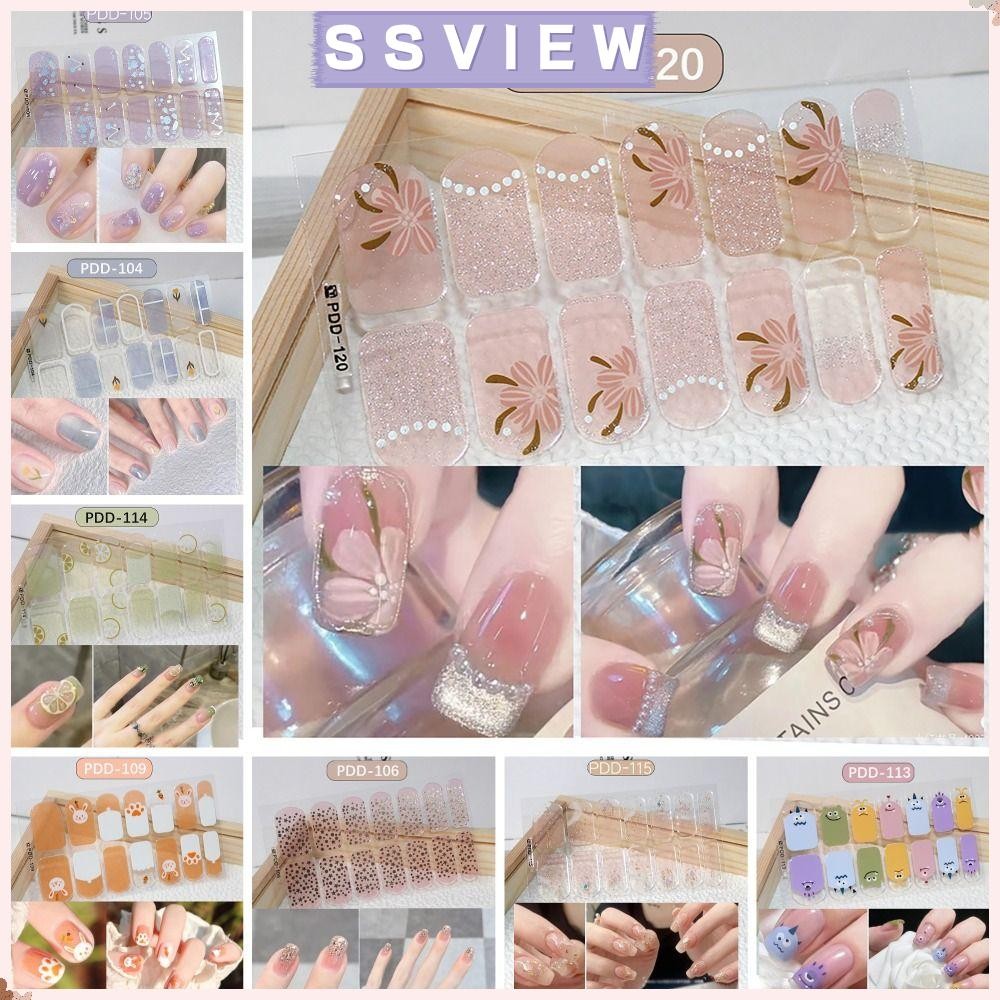 สติ๊กเกอร์ติดเล็บเจล STILLSAVIEW, 14Strips Floristic แผ่นแปะเล็บ, INS อินเทรนด์คลุมทั้งหมด Semi Cured สติ๊กเกอร์ติดเล็บ DIY ทําเล็บทํา