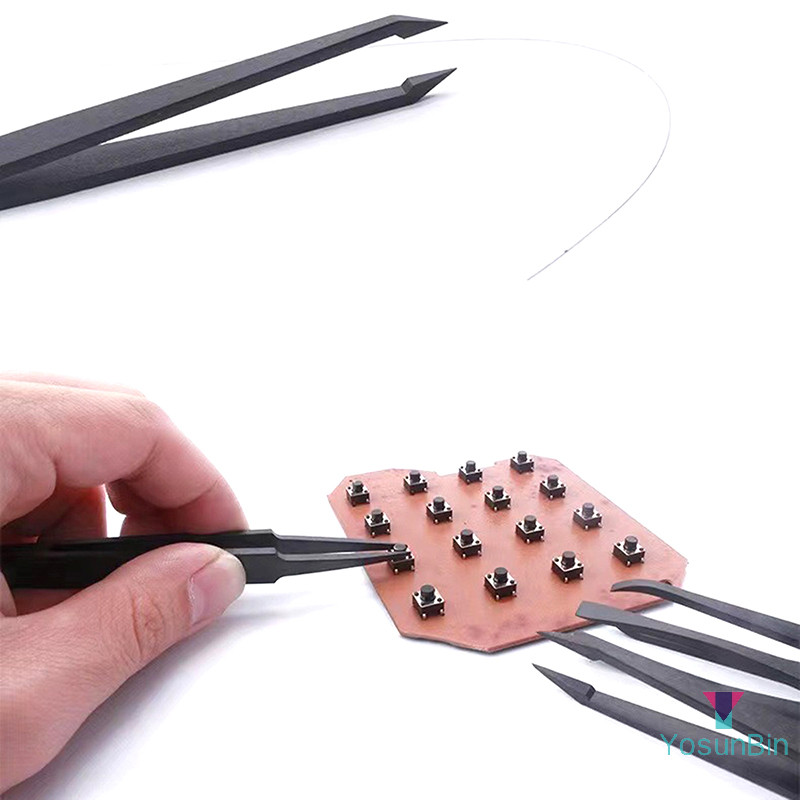 Yosunbin] 1 PC เครื่องมือซ่อมนาฬิกา Antistatic แหนบคาร์บอนไฟเบอร์ตรง El ที่จับพลาสติกติดตั้งแหนบทํางานสําหรับช่างซ่อมนาฬิกาใหม่