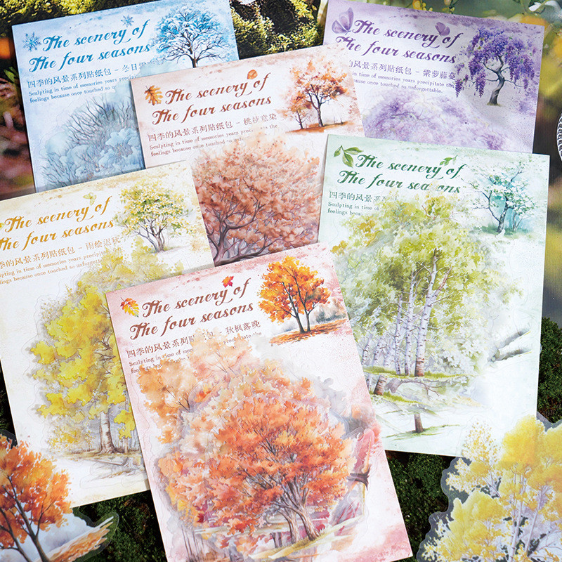 20 ชิ้น/แพ็คธรรมชาติฤดูใบไม้ร่วงป่าต้นไม้สติกเกอร์สําหรับ Scrapbooking Self-Adhesive Scrapbooking สติกเกอร์อุปกรณ์ Journal Stocking Stuffers สําหรับผู้ใหญ่การ์ดทําตัวอักษร DIY