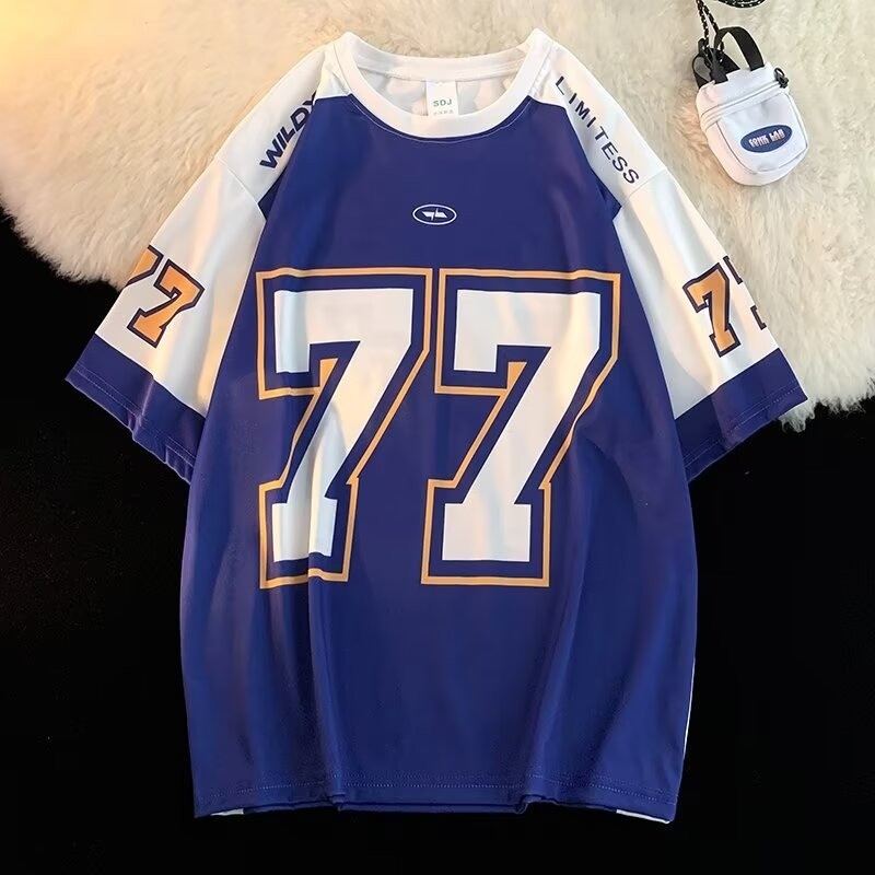 American Heavy Baseball Hockey ยุโรป American Street Wear 320g เสื้อยืดแขนสั้นผู้ชาย