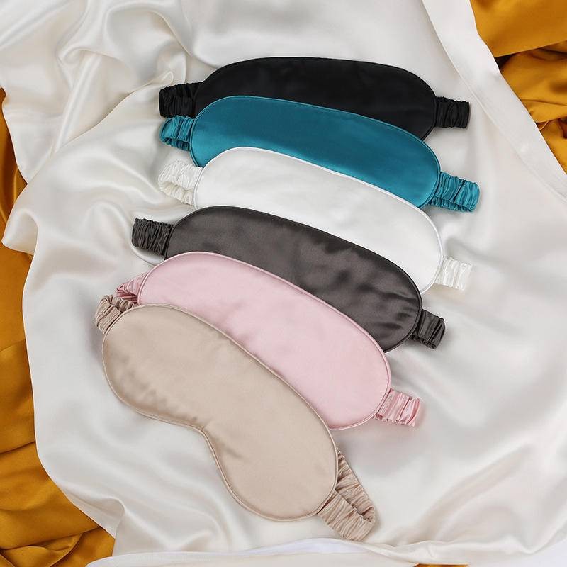 100% Mulberry Silk eye patch 22 Momme Slip Fabric Pure Silk Travel Eyemask Sleep eye mask Uni-sex 12 สี Silk Fillings
