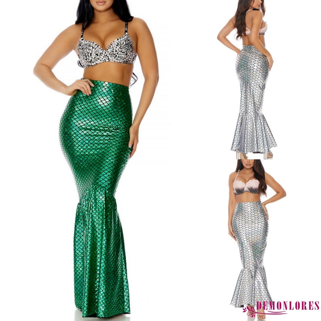 Demonlores-ผู้หญิงฮาโลวีน Mermaid เครื่องแต่งกาย Bodycon Fishtail กระโปรงสําหรับคอสเพลย์ Masquerade ปาร์ตี้เล่นตามบทบาท