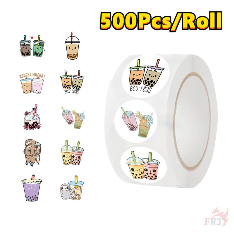 ชานมไข่มุก . สติ๊กเกอร์รางวัลเด็ก 500 ชิ้น/ม้วน DIY ไดอารี่ Scrapbooking ป้ายซีล Decals