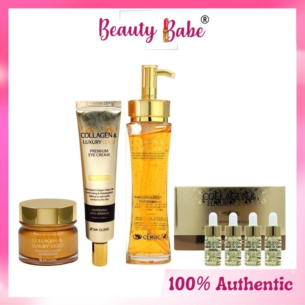 3W CLINIC Collagen & Luxury Gold 24K Gold Series-Ampoule / Essence / Cream / Eye Cream [BeautyBabe]