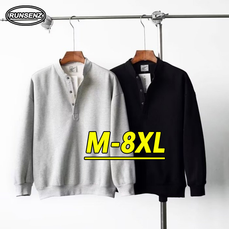 M-8xl เกาหลี Basic เสื้อกันหนาวผู้ชาย Plus ขนาด High-end Simple Casual หลวมแขนยาว Oversize T เสื้อ