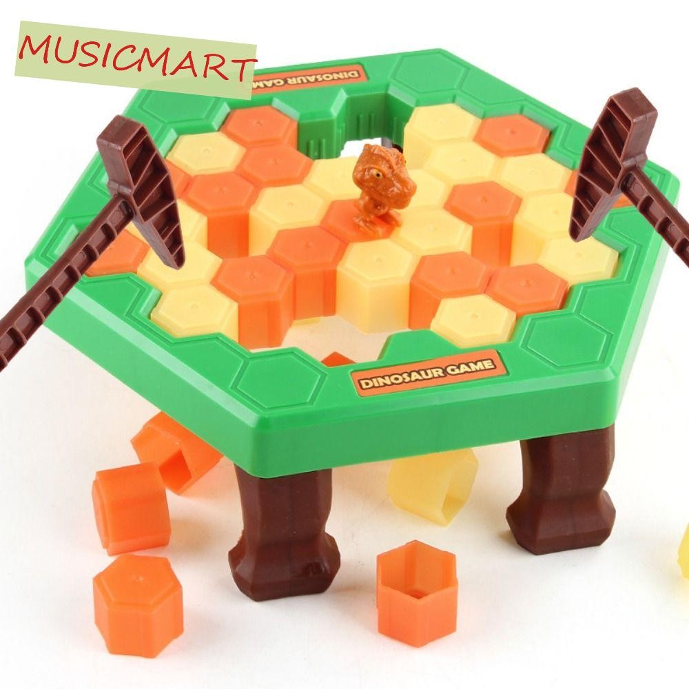 Musicmart ไดโนเสาร์น้ําแข็งทําลายเกมของเล่น,สัตว์ก้อนน้ําแข็งสีเขียวของเล่นสมดุล,พลาสติกที่น่าสนใจตลกบล็อกเกมกระดานไดโนเสาร์กับดักของเล่นบีบอ