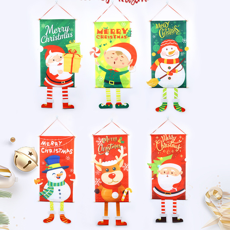 คริสต์มาสแขวนธง Veranda แบนเนอร์ประตูเครื่องประดับหน้าแรก Xmas ของขวัญตกแต่งปีใหม่