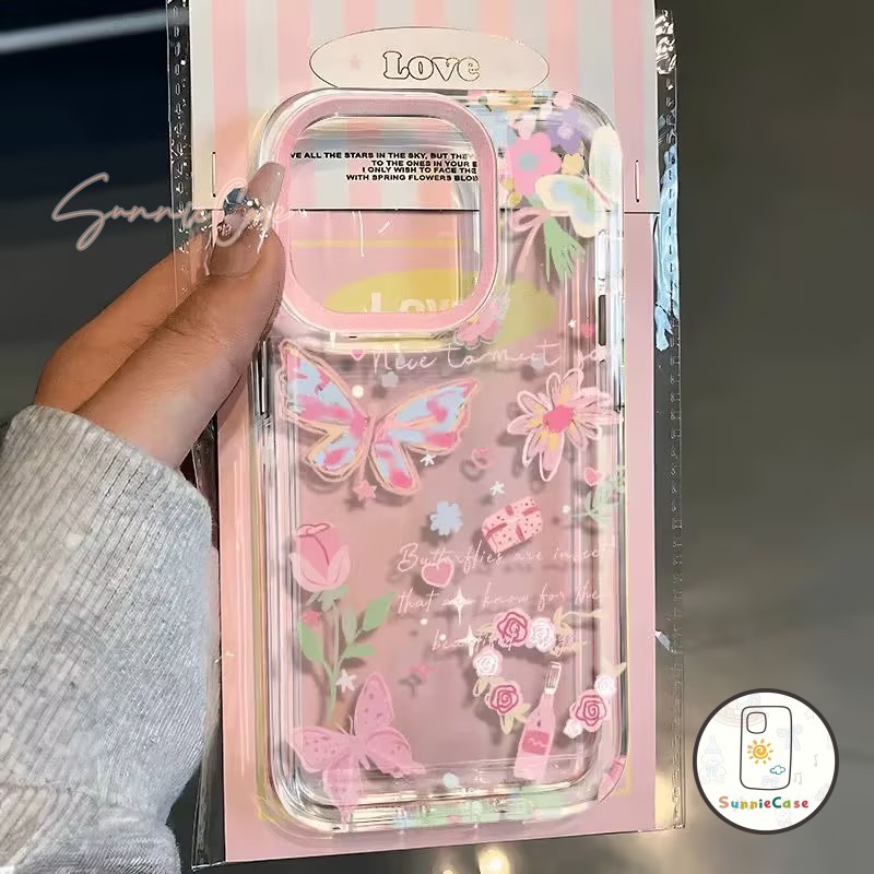 ทิวลิป แฟชั่น ง่าย ๆ เคส ผีเสื้อ IPhone 17 11 12 13 16 15 14 7 Plus Pro Max XS XR X Max 8 Plus SE น่ารักจัง การ์ตูน เคส