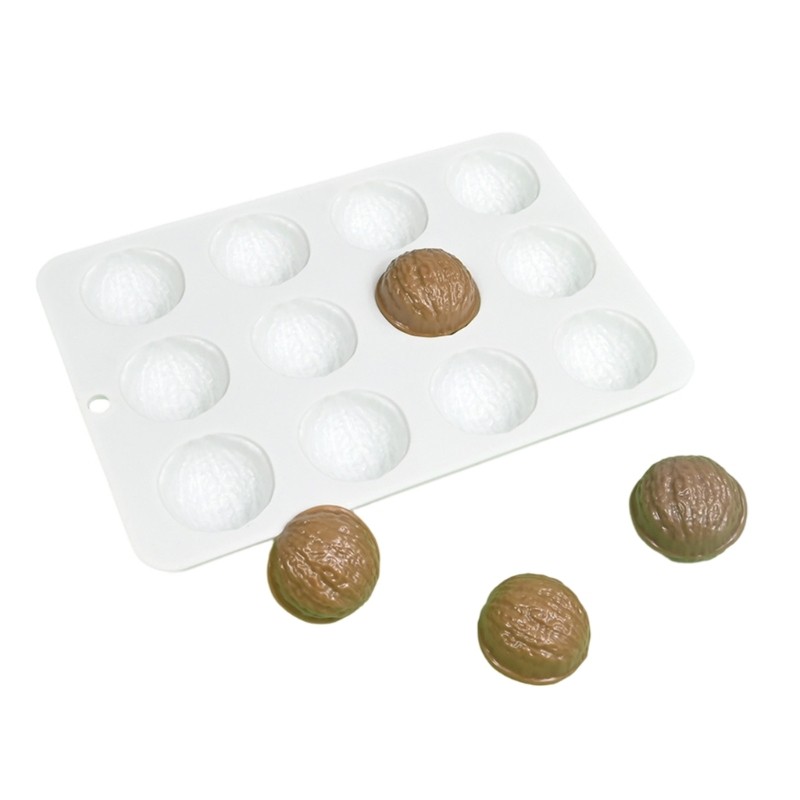Cc Silicone12 Cavity Cake Molding Tray with Walnut Designs for Delicate Dessert