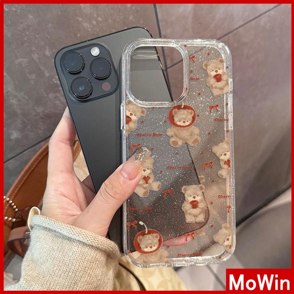 Movin - เคส iPhone 16 Pro Max iPhone 11 เคสใสแบบแวววาว TPU นุ่มสีสันสดใส หมีคริสต์มาสน่ารัก Compatible iPhone15 Pro max 14 13 12 Pro max XS XR 7 Plus 8 Plus