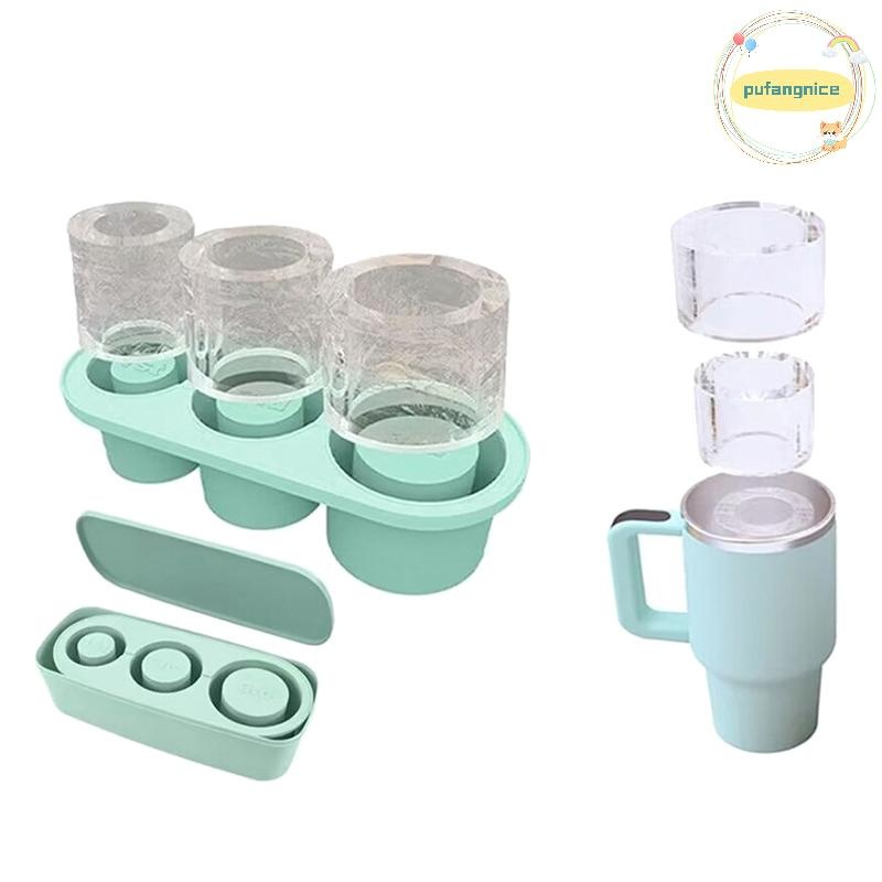 Pufangnice กระบอกรูป Tumbler ถ้วยถาดน้ําแข็งซิลิโคนพร้อมฝาปิดซิลิโคนแม่พิมพ์น้ําแข็งอุปกรณ์เสริม Tumbler ถ้วยสําหรับแก้วน้ํา 20-40OZ TH