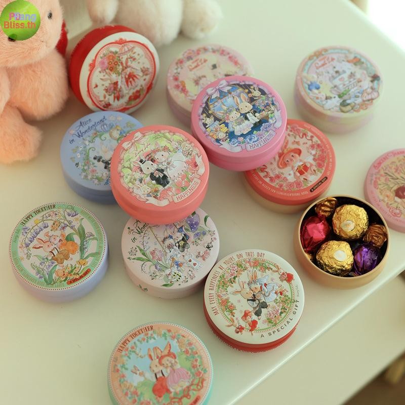 Publiiss ขนาดเล็ก Jellycat การ์ตูน Bonnie กระต่ายกลองรูปสามารถกล่องขนมของขวัญกล่องดีบุกดอกไม้ขวดชากล่องบรรจุ Jar TH