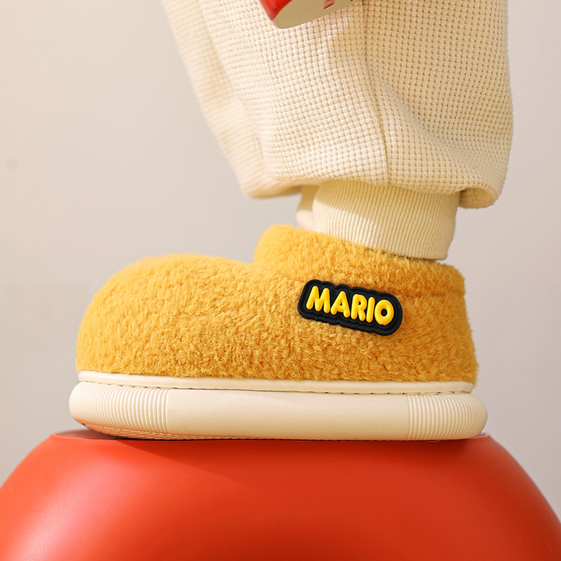 Cheerful Mario รองเท้าเด็ก Astro Boy ขนแกะลื่นสีเหลืองอบอุ่นแฟชั่น Snowshoes สําหรับเด็กชายและเด็กหญ