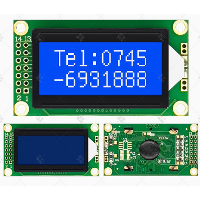 0802a-14 Pins 5V สีฟ้าสีเหลืองหน้าจอ LCD โมดูล Dot Matrix กราฟิกจอแสดงผล LCD โมดูล