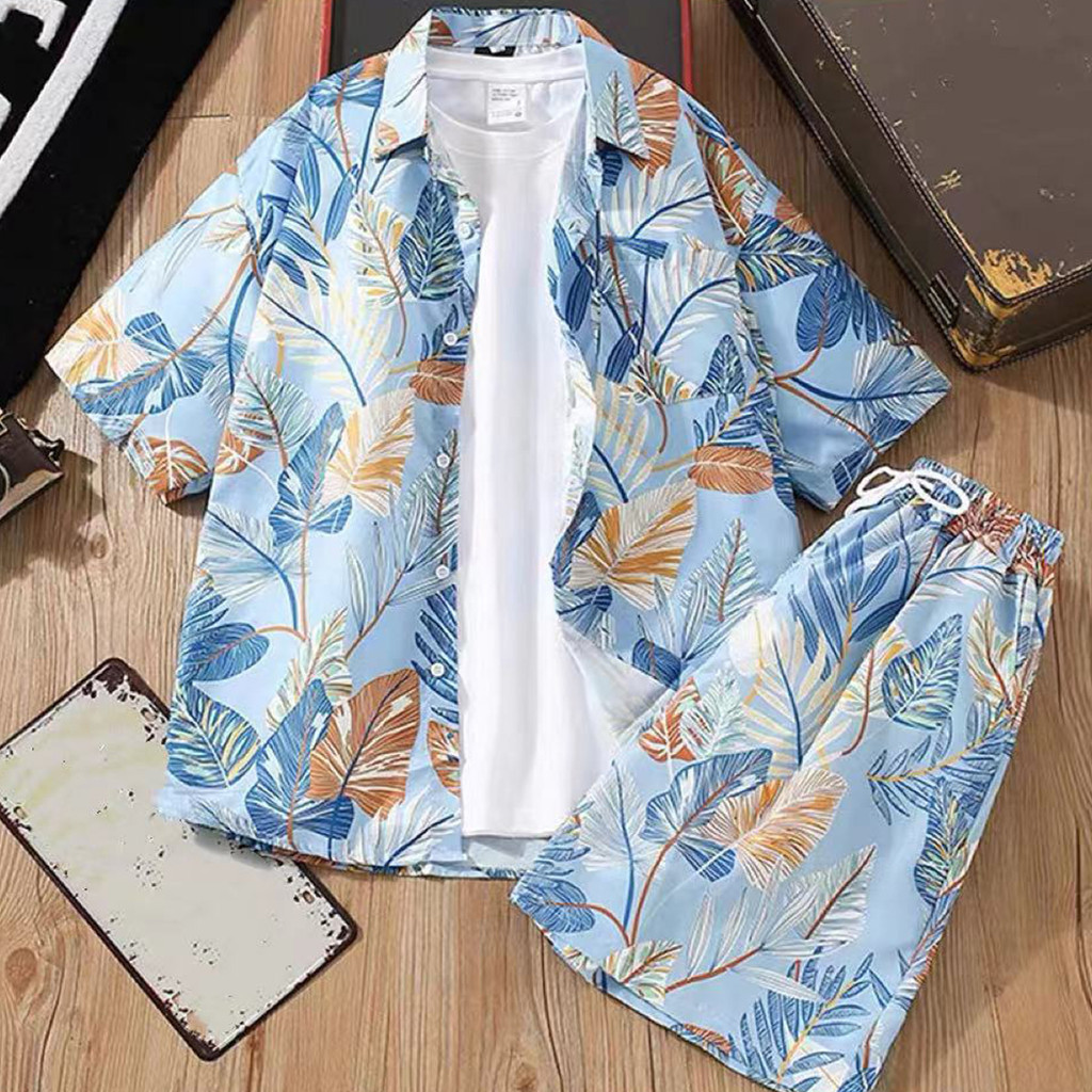 เสื้อฮาวาย กางเกงขาสั้น ชุด2ชิ้น ชุดสงกราน ชุดฮาวาย ลําลอง สไตล์ฮาวาย เสื้อลายใหม่ล่าสุด จัดส่งรวดเร็ว