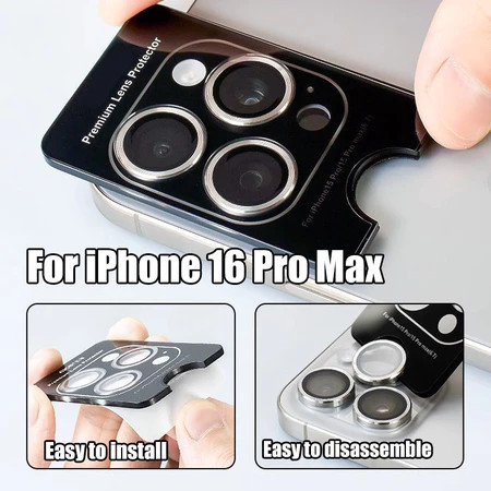 ติดตั้งง่ายตัวป้องกันเลนส์กล้องสําหรับ iPhone 16 15 14 Plus 13 12 11 Pro 16Pro Max กระจกโลหะโทรศัพท์ด้านหลังเลนส์พร้อมเครื่องมือถอดชิ้นส่วน