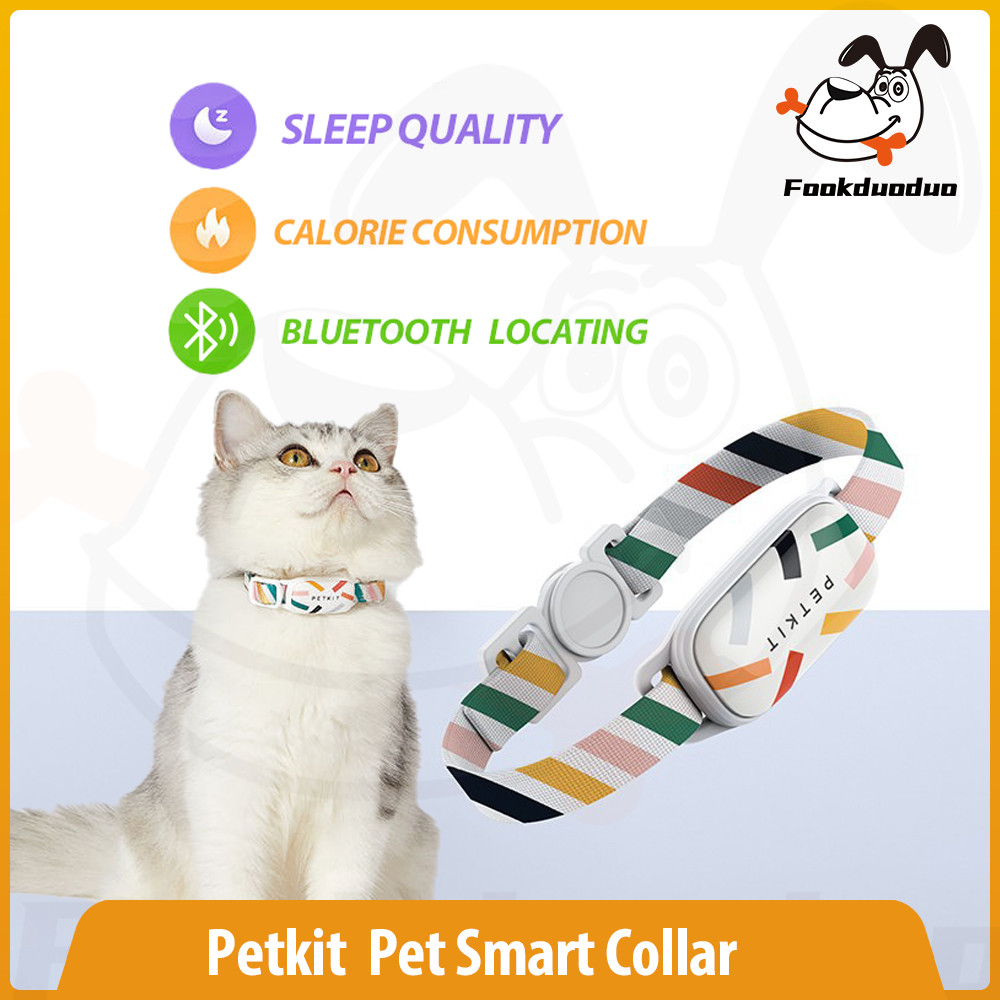 Fookduuo Pet Smart Collar Cat Tracking Collar การตรวจจับกิจกรรมตําแหน่งบลูทูธ Sleep Rest การตรวจสอบข้อมูล Mini GPS ปลอกคอกันน้ํา