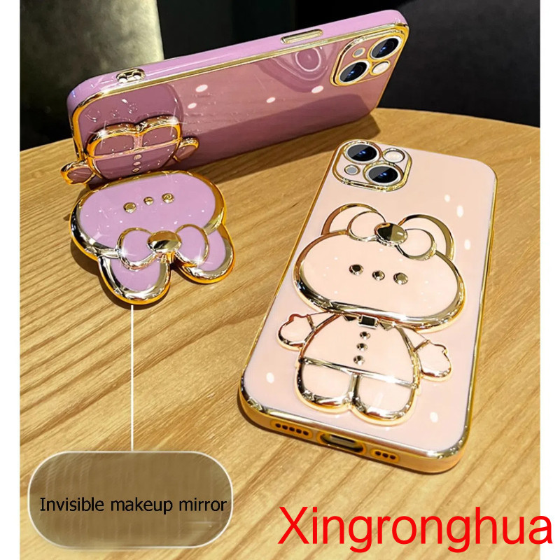 ปลอก OPPO A57 4G 2022 A57 2022 5G A77 A77S A57Eเคสโทรศัพท์TPU 3Dกระต่ายเครื่องสําอางกระจกแต่งหน้าขาตั้งUltra Thin Electroplated Soft Case Shock Protection Caseพร้อมสร้อยข้อมือ - รูปที่ 5