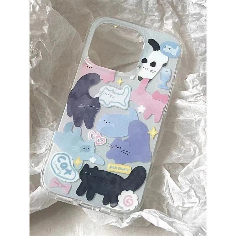 เคสมือถือสำหรับ iphone15promax ลายแมวสีน่ารัก INS เคสนิ่มสำหรับผู้หญิง14/13แอปเปิ้ลรุ่นใหม่12