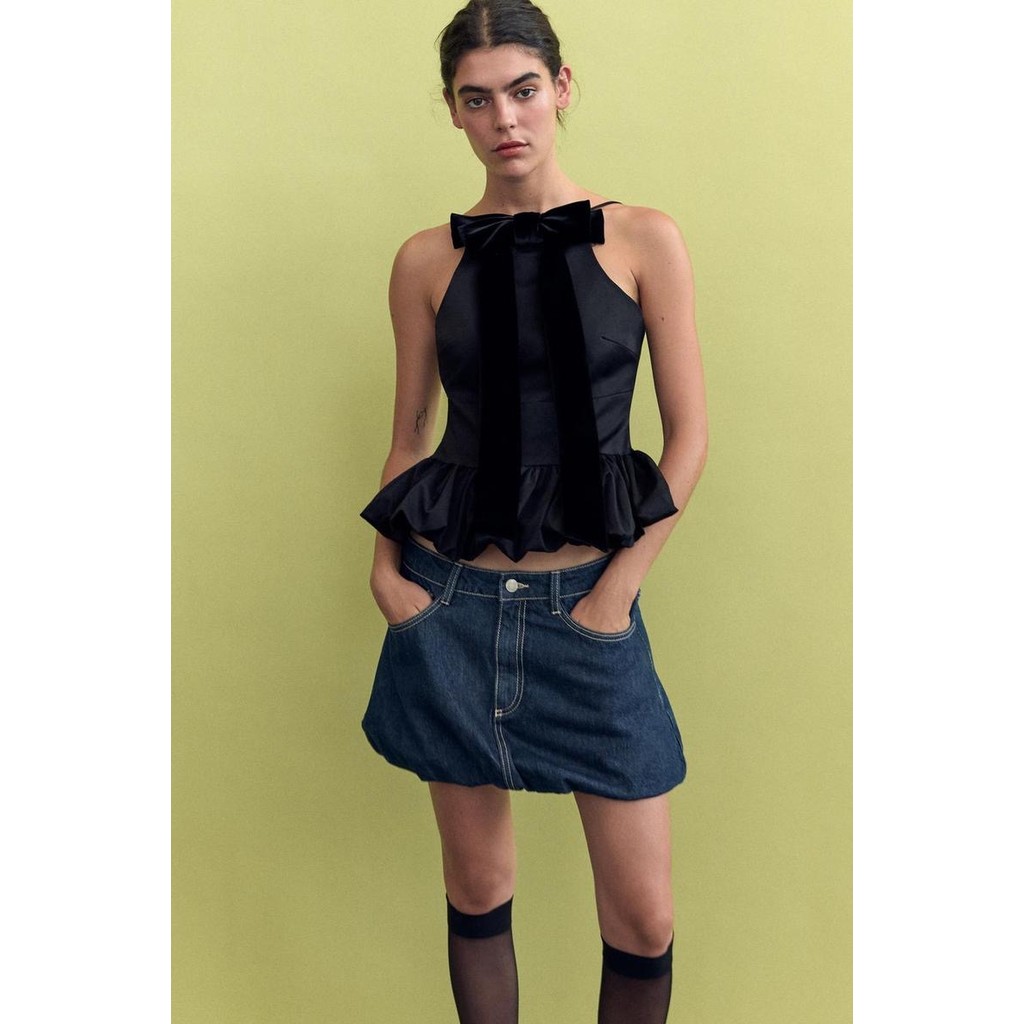 ลูกโป่งโบว์สไตล์ยุโรปและอเมริกา Poplin Top 9004420