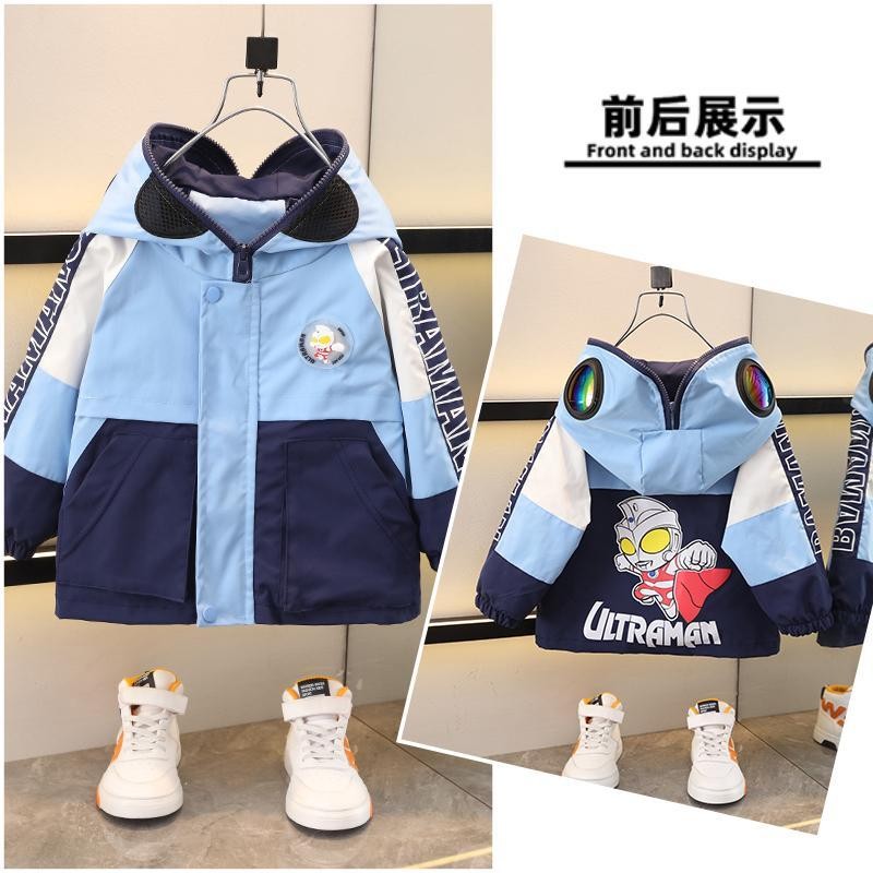 อุลตร้าแมนเสื้อผ้าเด็กเสื้อแจ็คเก็ตเด็กชายฤดูใบไม้ผลิฤดูใบไม้ร่วงสไตล์มีฮู้ดด้านบน Ultraman - รูปที่ 3