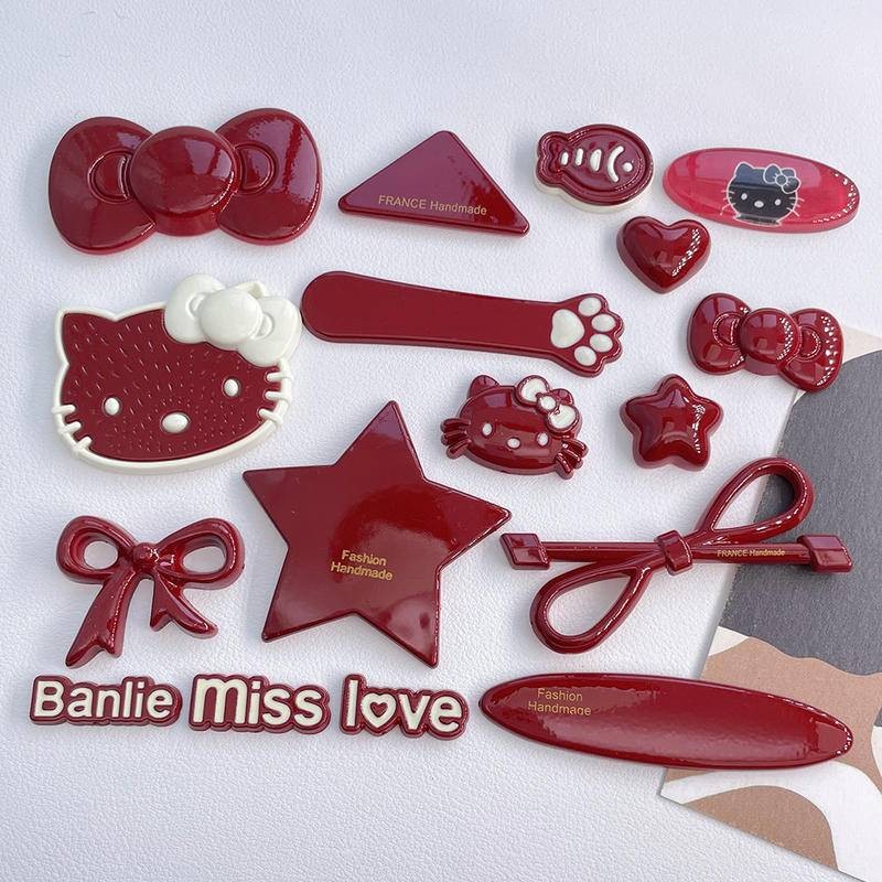 Anchora ตัวอักษรสีแดงดาวรองเท้า Charm DIY น่ารัก Cool เรซิ่นเครื่องประดับอุปกรณ์เสริม DIY เคสโทรศัพท์ Patch รองเท้าหัวเข็มขัดตกแต่ง