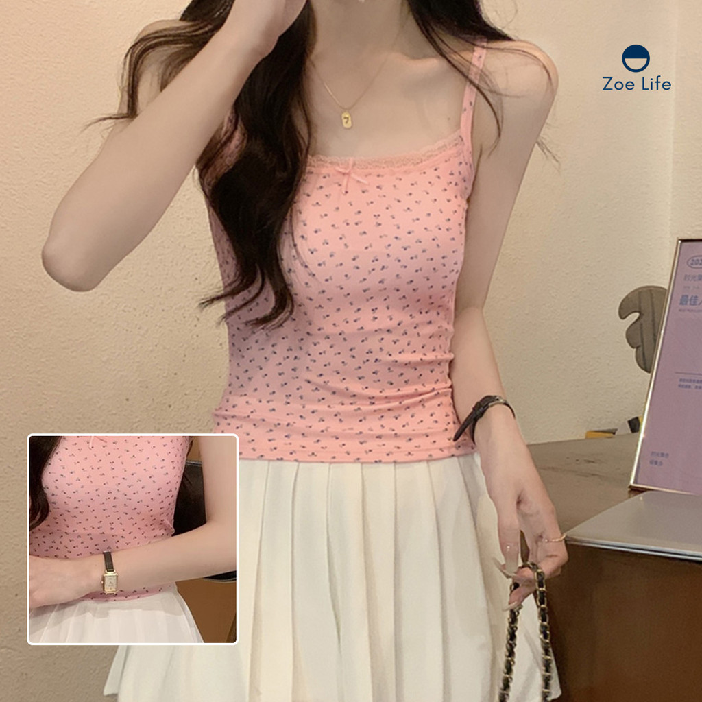 . เสื้อสายเดี่ยวสไตล์มินิมอล ดอกเล็ก