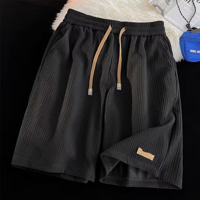 56MEN Short Pants K249 กางเกงขาสั้นชาย ผ้าร่องเล็ก เอวยางยืด มีสายผูกปรับระดับได้ ฤดูร้อน ขาสั้นชาย2024