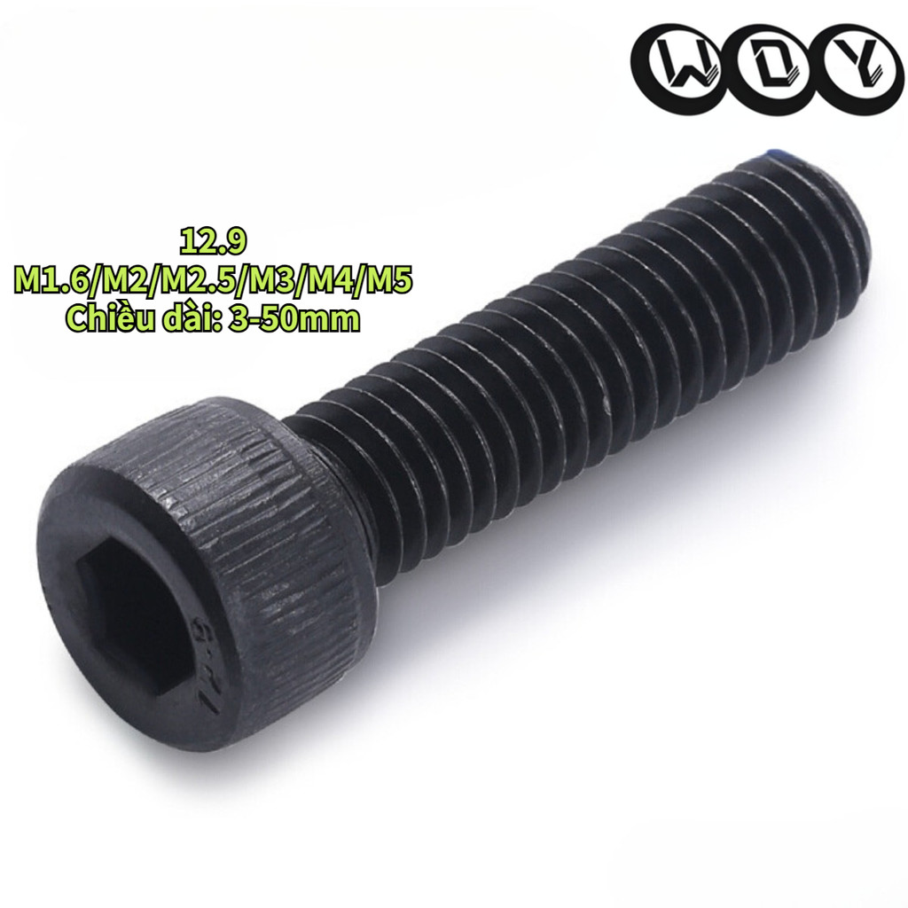 [YTH1] M1.6/M2/M2.5/M3/M4/M5 น็อต สกรู หัวจม 12.9 เกลียวมิล ตลอด หยาบ / Hex Socket Head Cap Machine Screw
