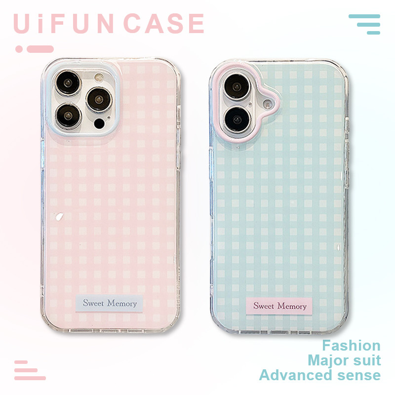 Simple Macaron สีลายสก๊อตลายเคสโทรศัพท์สําหรับ iPhone 16 15 14 13 12 Pro Max 11 15Promax iPhone16 Anti-scratch IMD ปกหลัง Shell