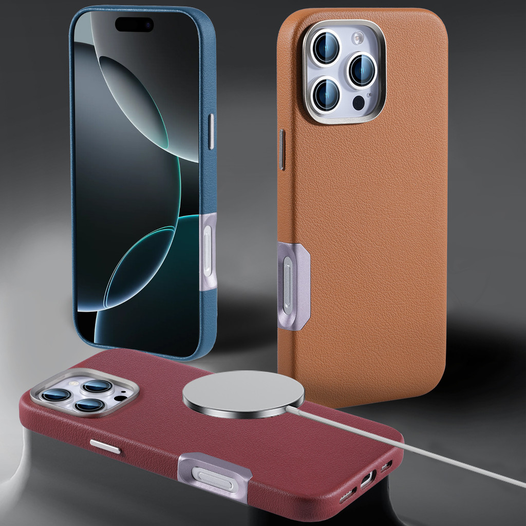 ซองหนังชาร์จไร้สายแม่เหล็กสําหรับ IPhone 16 Pro Max 16 Plus อิสระ Hollowed Out ปุ่มกล้องฝาครอบแข็ง